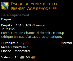 Dague de ménestrel du Premier Age remodelée