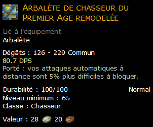 Arbalète de chasseur du Premier Age remodelée