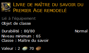 Livre de maître du savoir du Premier Age remodelé