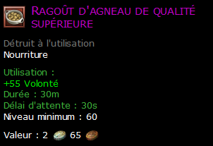 Ragoût d'agneau de qualité supérieure