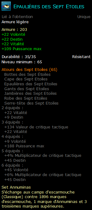 Epaulières des Sept Etoiles