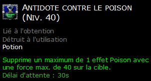 Antidote contre le poison (Niv. 40)