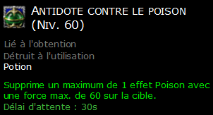 Antidote contre le poison (Niv. 60)