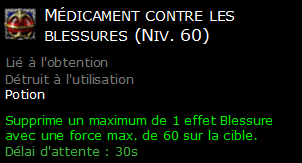 Médicament contre les blessures (Niv. 60)