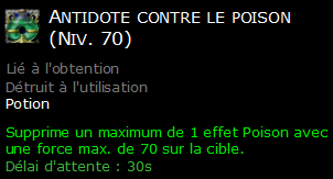 Antidote contre le poison (Niv. 70)