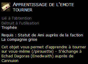 Apprentissage de l'emote tourner