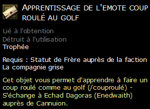 Apprentissage de l'emote coup roulé au golf