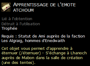 Apprentissage de l'emote atchoum