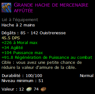 Grande hache de mercenaire affûtée