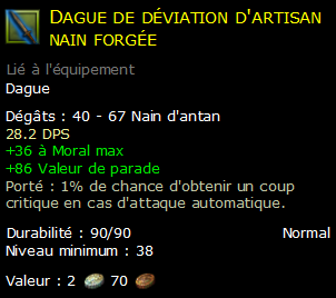 Dague de déviation d'artisan nain forgée