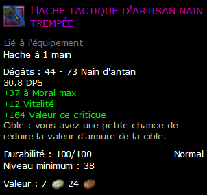 Hache tactique d'artisan nain trempée