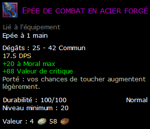 Epée de combat en acier forgé