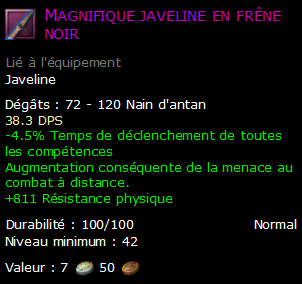 Magnifique javeline en frêne noir