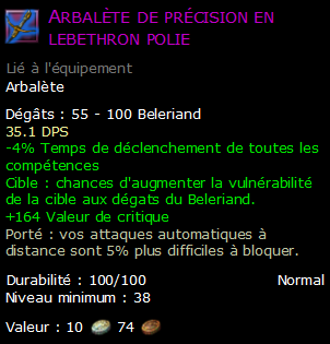 Arbalète de précision en lebethron polie