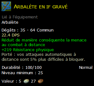 Arbalète en if gravé