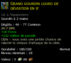 Grand gourdin lourd de déviation en if