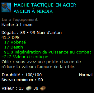 Hache tactique en acier ancien à miroir