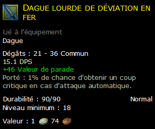 Dague lourde de déviation en fer