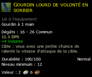 Gourdin lourd de volonté en sorbier