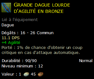 Grande dague lourde d'agilité en bronze