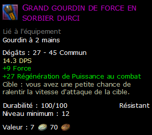 Grand gourdin de force en sorbier durci