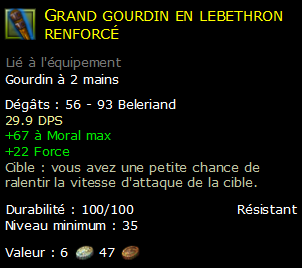 Grand gourdin en lebethron renforcé