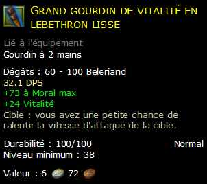 Grand gourdin de vitalité en lebethron lisse