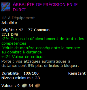 Arbalète de précision en if durci