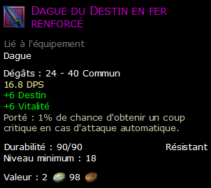 Dague du Destin en fer renforcé