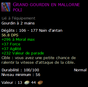 Grand gourdin en mallorne poli