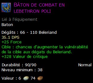 Bâton de combat en lebethron poli