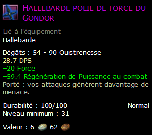 Hallebarde polie de force du Gondor