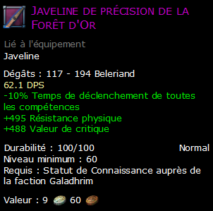 Javeline de précision de la Forêt d'Or