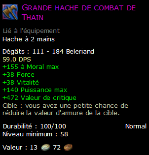 Grande hache de combat de Thain