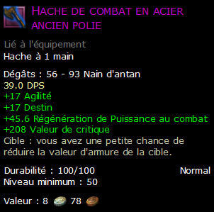 Hache de combat en acier ancien polie