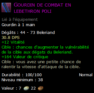 Gourdin de combat en lebethron poli