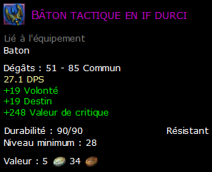 Bâton tactique en if durci