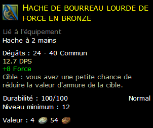 Hache de bourreau lourde de force en bronze