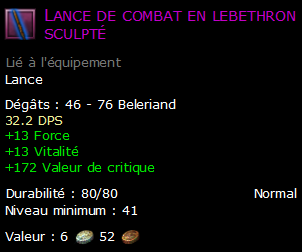 Lance de combat en lebethron sculpté