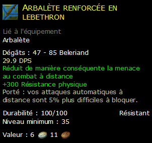 Arbalète renforcée en lebethron