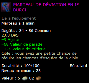 Marteau de déviation en if durci