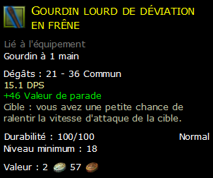 Gourdin lourd de déviation en frêne