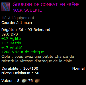 Gourdin de combat en frêne noir sculpté