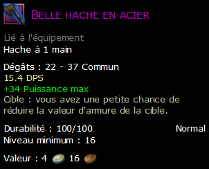 Belle hache en acier