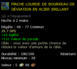 Hache lourde de bourreau de déviation en acier brillant