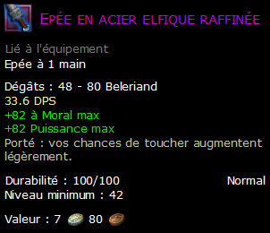 Epée en acier elfique raffinée