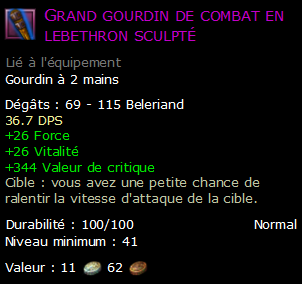 Grand gourdin de combat en lebethron sculpté