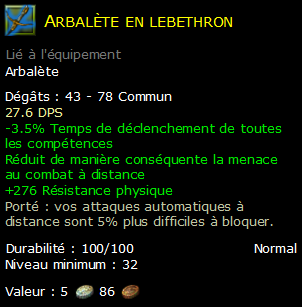 Arbalète en lebethron