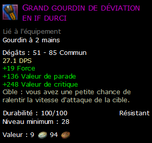 Grand gourdin de déviation en if durci