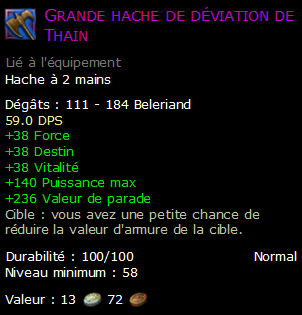 Grande hache de déviation de Thain